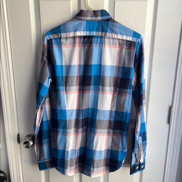 Express Blue and White Casual Button Down Shirt - Picture 3 of 6